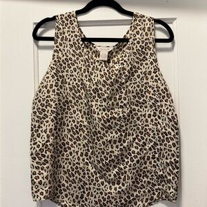 100% Silk Leopard Print Sleeveless Top